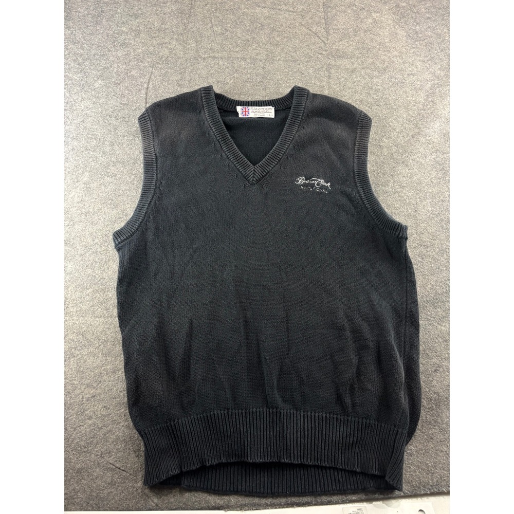Slazenger Golf Shop Collection Washed Gray Cotton V-Neck Sweater Vest Mens L SEE